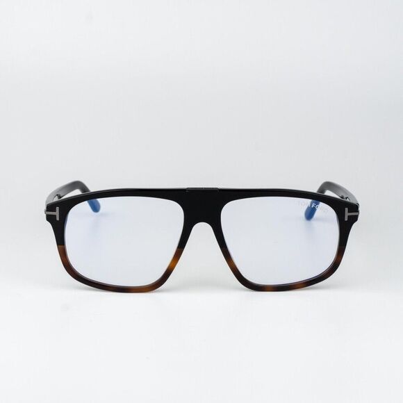 Tom Ford Women Eyeglasses Black Havana Blue Light Block Aviator FT5901-B-N 056 main image 4